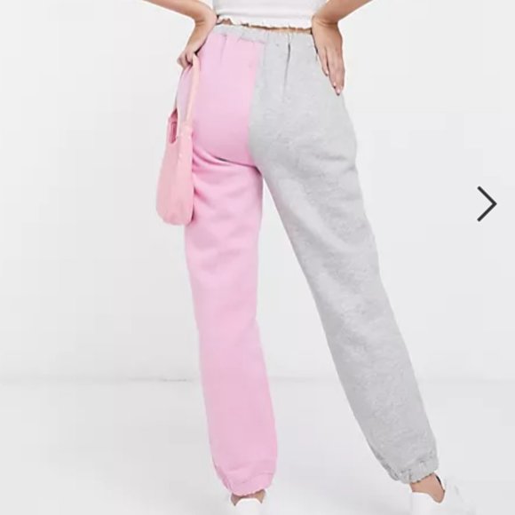 New 2 Toned Pink & Grey Adorable Sweat Pants - Picture 4 of 17